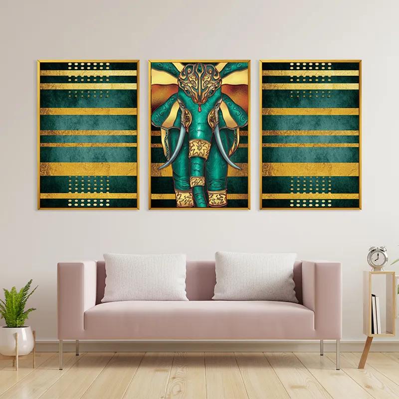 Mehrteiliges Leinwandbild Bluend Gold Elephant mockup 3