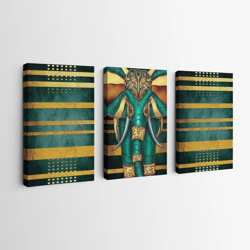 Mehrteiliges Leinwandbild Bluend Gold Elephant mockup 0