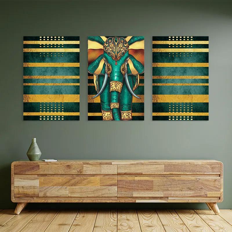 Mehrteiliges Leinwandbild Bluend Gold Elephant mockup 2