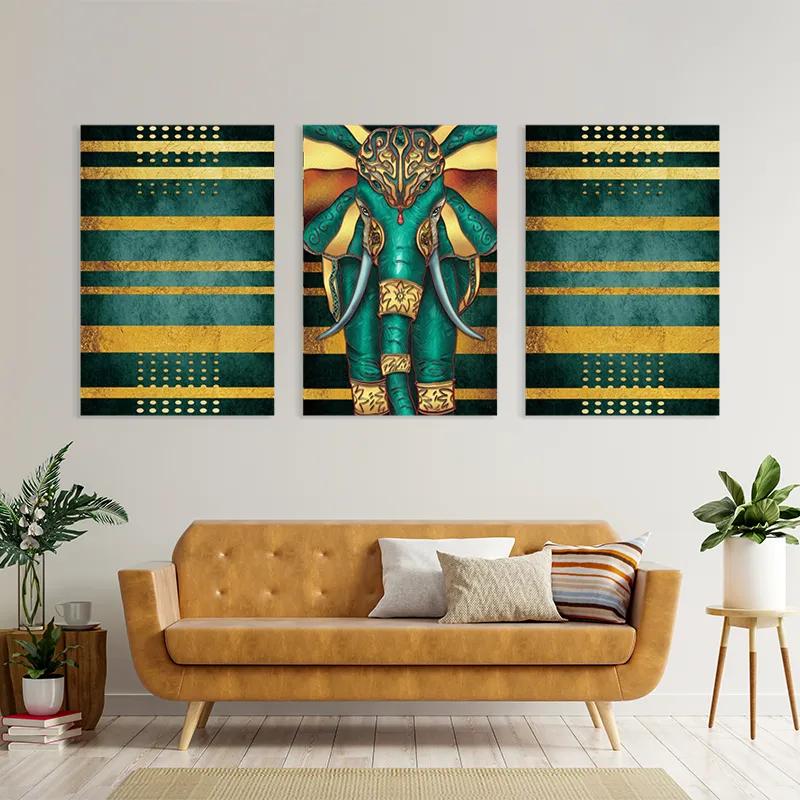 Mehrteiliges Leinwandbild Bluend Gold Elephant mockup 4