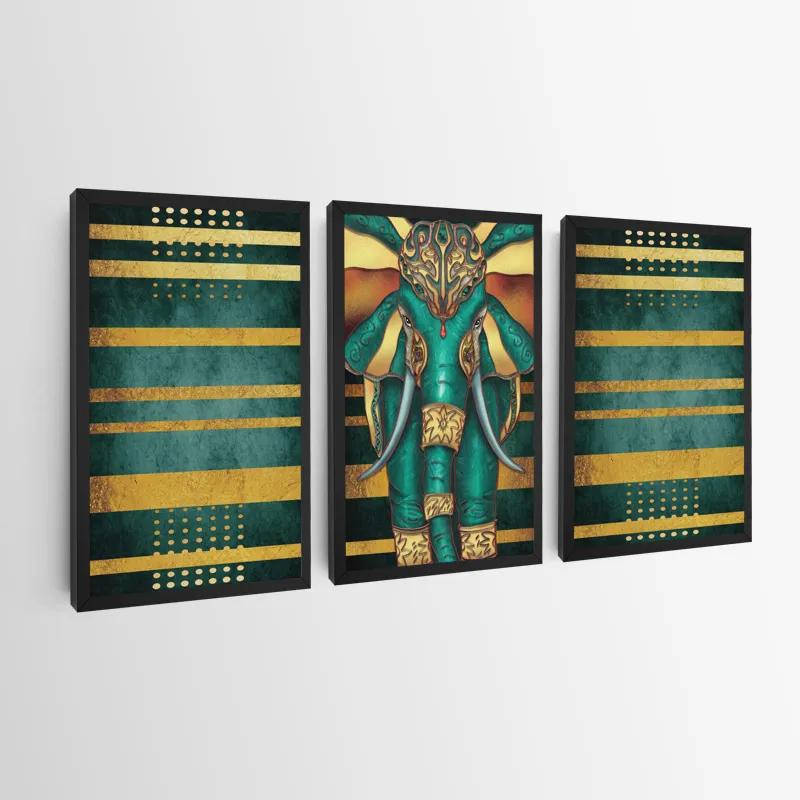 Mehrteiliges Leinwandbild Bluend Gold Elephant mockup 0