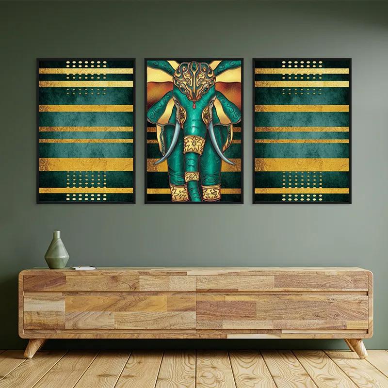 Mehrteiliges Leinwandbild Bluend Gold Elephant mockup 2