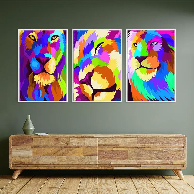 Mehrteiliges Leinwandbild Lion Set mockup 2