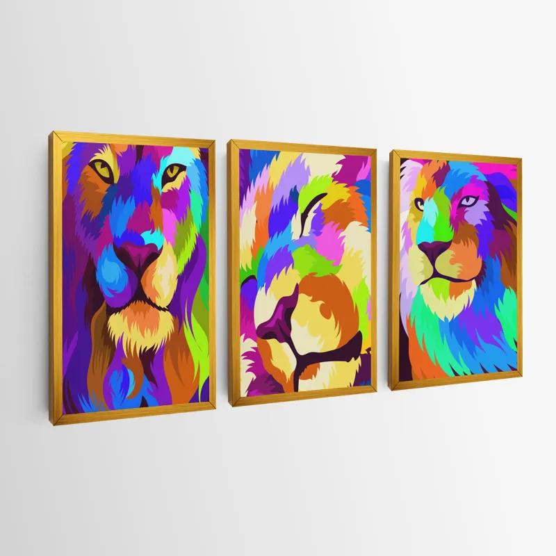 Mehrteiliges Leinwandbild Lion Set mockup 0