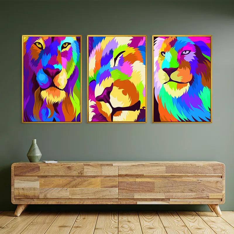 Mehrteiliges Leinwandbild Lion Set mockup 2