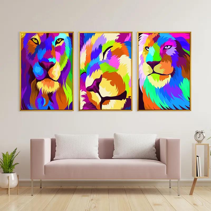 Mehrteiliges Leinwandbild Lion Set mockup 3