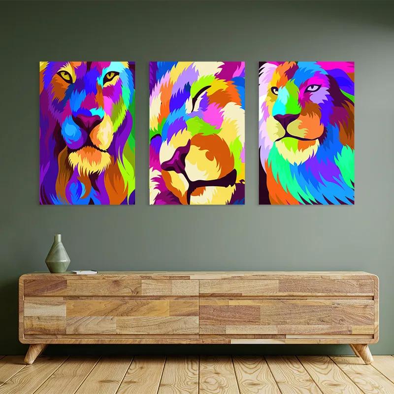 Mehrteiliges Leinwandbild Lion Set mockup 2