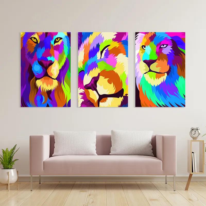 Mehrteiliges Leinwandbild Lion Set mockup 3