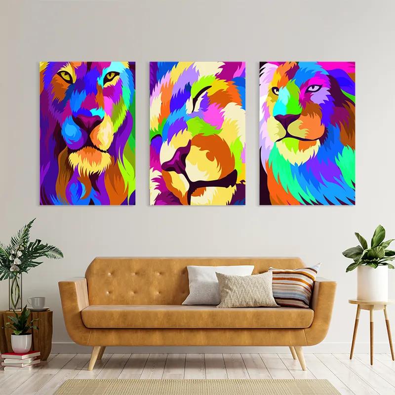 Mehrteiliges Leinwandbild Lion Set mockup 4