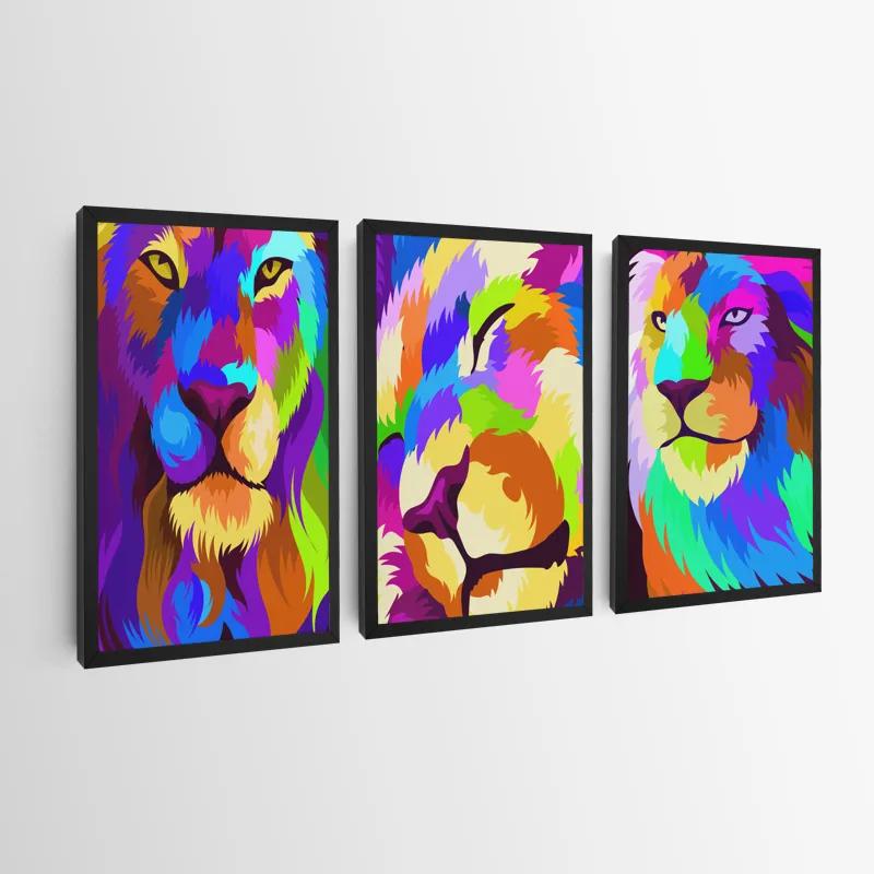 Mehrteiliges Leinwandbild Lion Set mockup 0