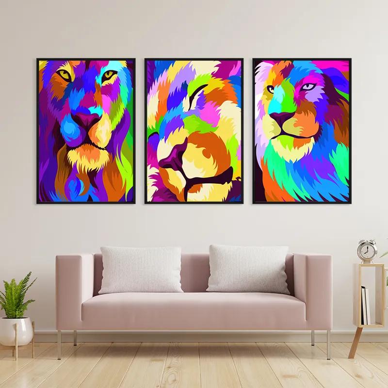 Mehrteiliges Leinwandbild Lion Set mockup 3