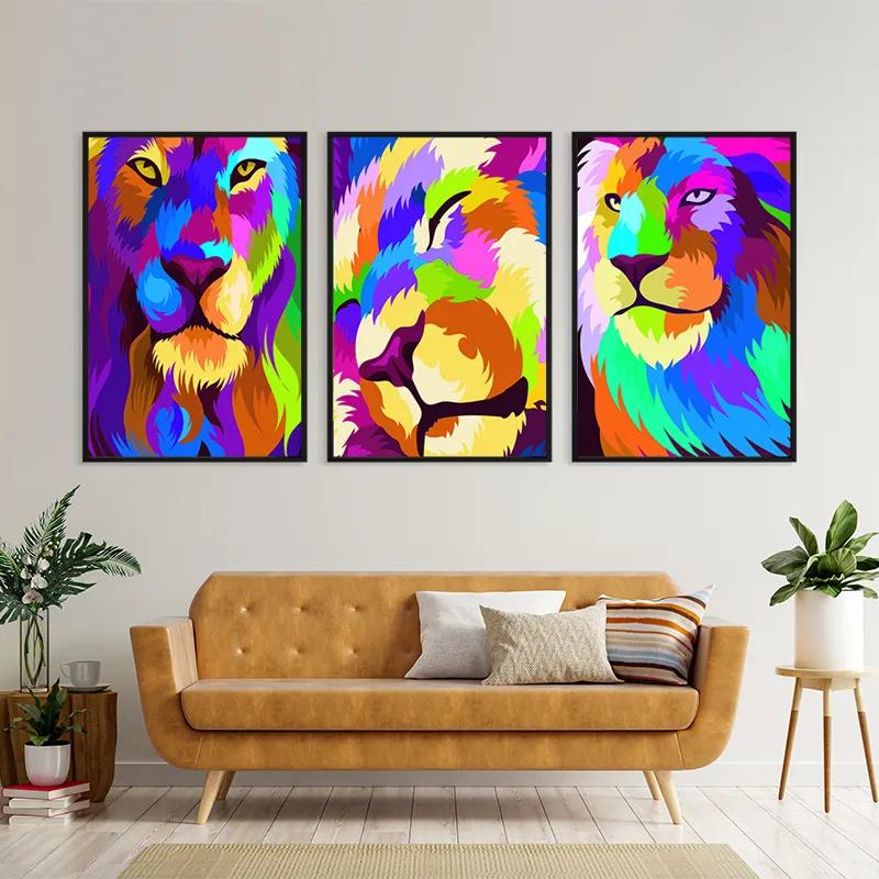 Mehrteiliges Leinwandbild Lion Set mockup 4