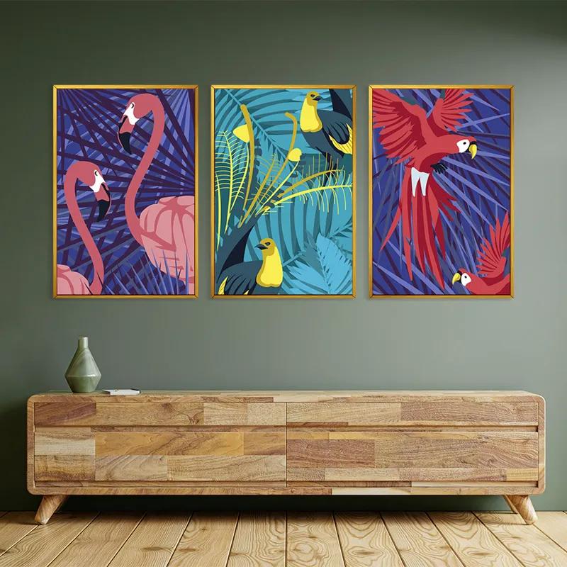 Mehrteiliges Leinwandbild Exoticirds Set mockup 2