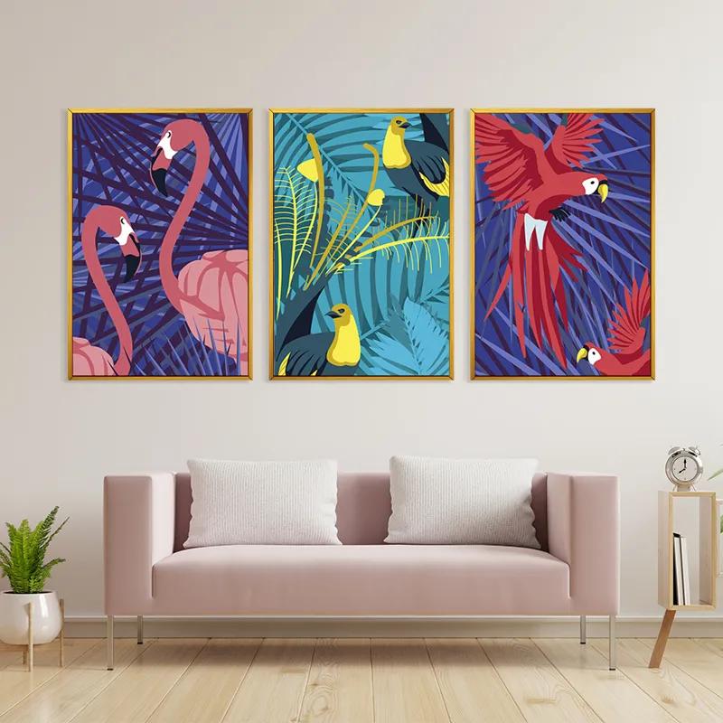 Mehrteiliges Leinwandbild Exoticirds Set mockup 3
