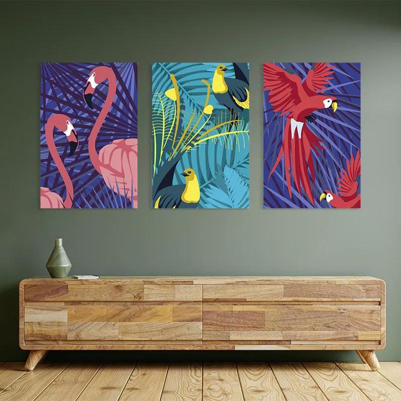 Mehrteiliges Leinwandbild Exoticirds Set mockup 2