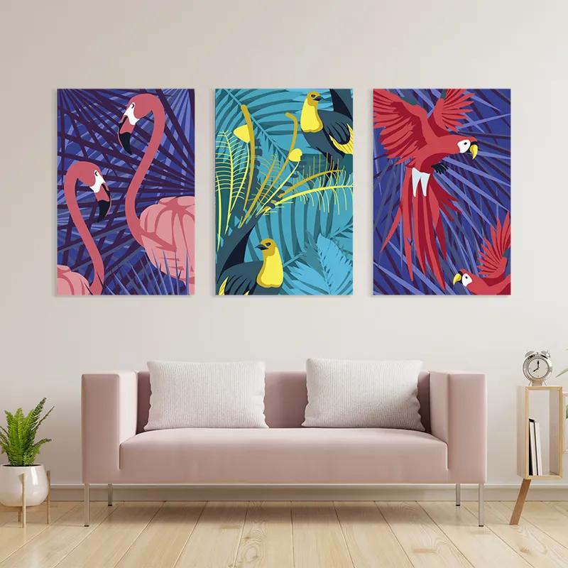 Mehrteiliges Leinwandbild Exoticirds Set mockup 3