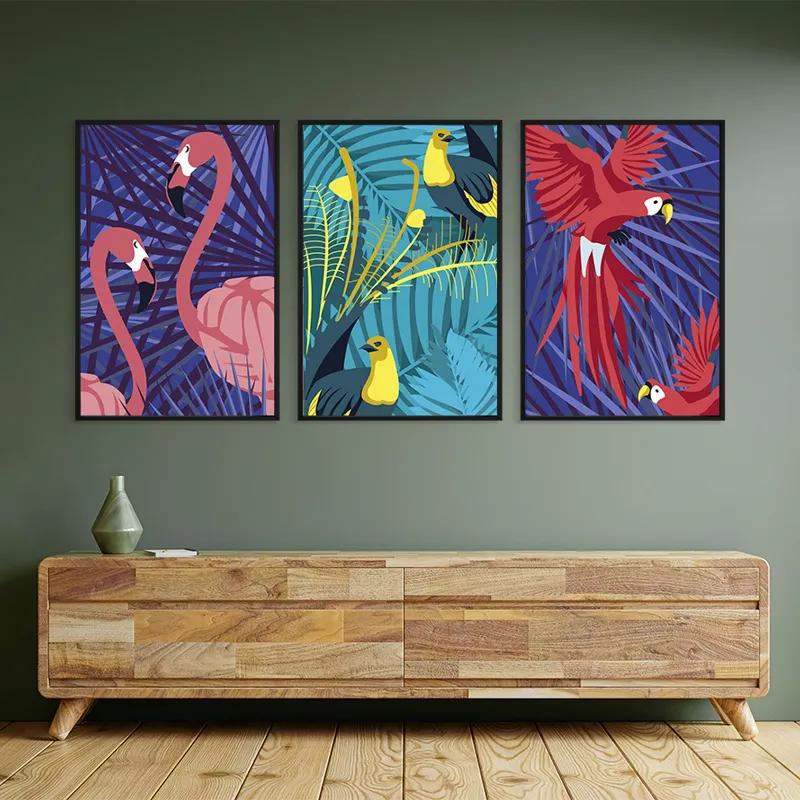 Mehrteiliges Leinwandbild Exoticirds Set mockup 2