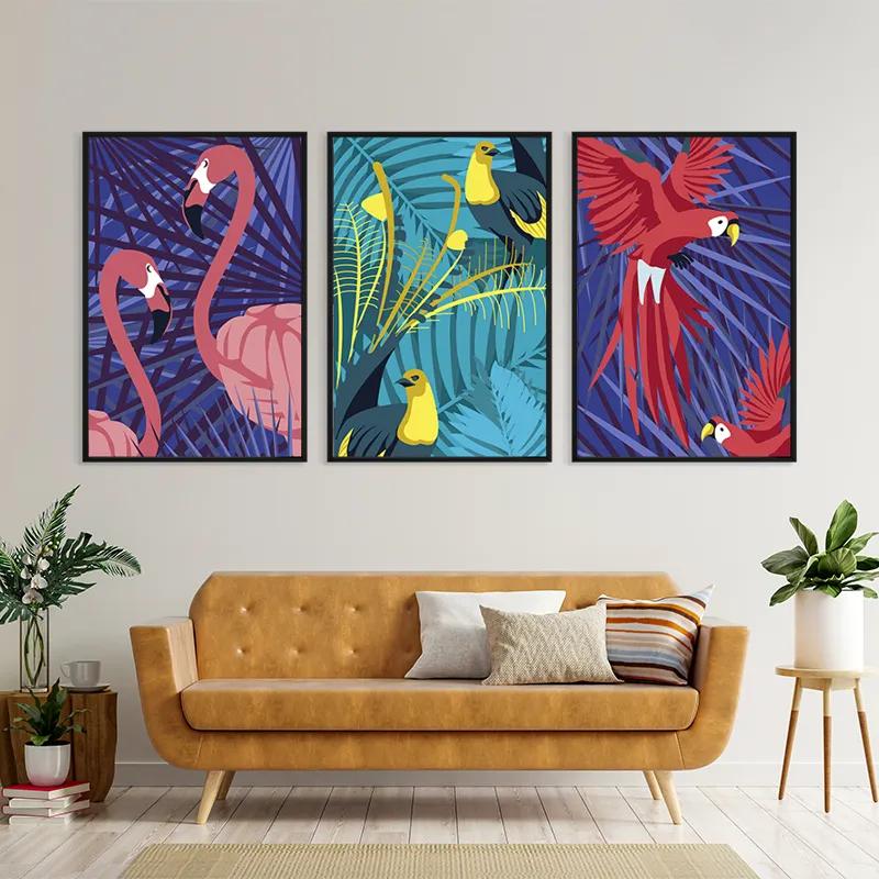 Mehrteiliges Leinwandbild Exoticirds Set mockup 4