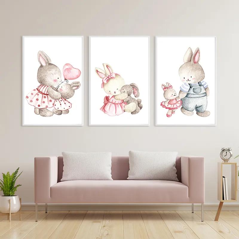 Mehrteiliges Leinwandbild Bunny Family mockup 3