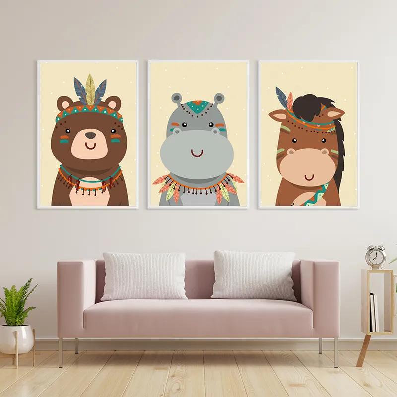 Mehrteiliges Leinwandbild Indiannimals Set mockup 3