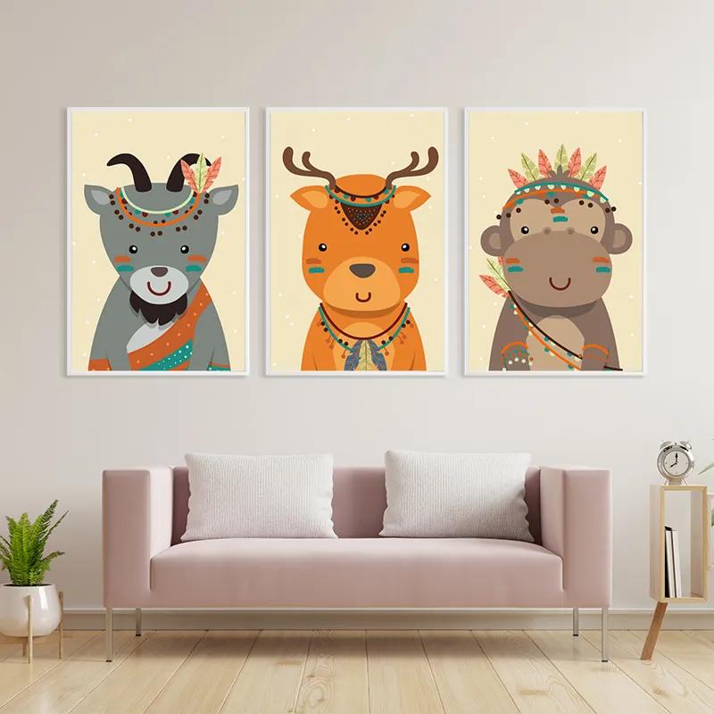 Mehrteiliges Leinwandbild Indiannimals mockup 3