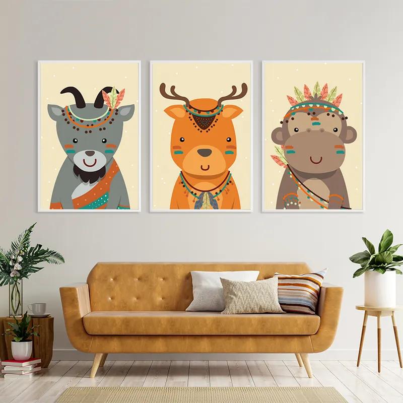 Mehrteiliges Leinwandbild Indiannimals mockup 4