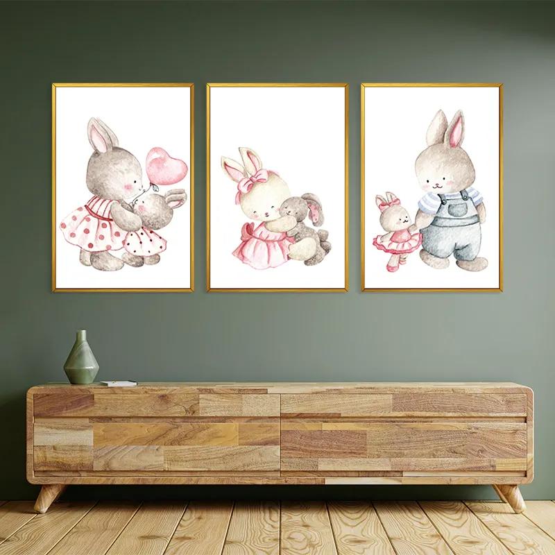 Mehrteiliges Leinwandbild Bunny Family mockup 2