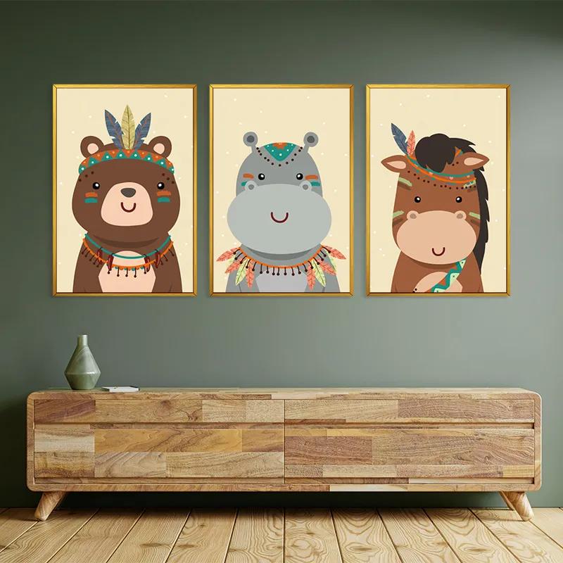 Mehrteiliges Leinwandbild Indiannimals Set mockup 2