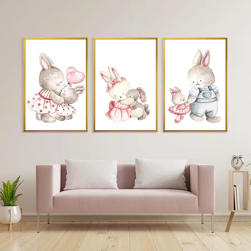 Mehrteiliges Leinwandbild Bunny Family mockup 3
