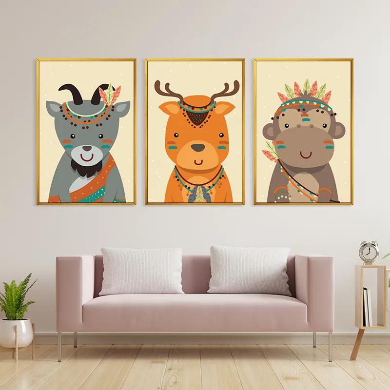 Mehrteiliges Leinwandbild Indiannimals mockup 3