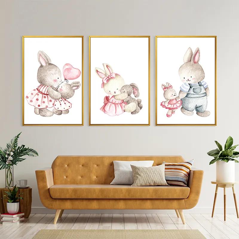 Mehrteiliges Leinwandbild Bunny Family mockup 4