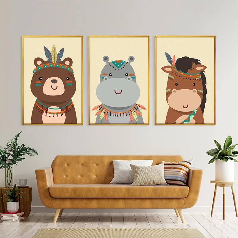 Mehrteiliges Leinwandbild Indiannimals Set mockup 4