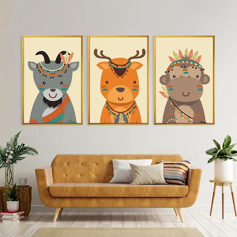 Mehrteiliges Leinwandbild Indiannimals mockup 4