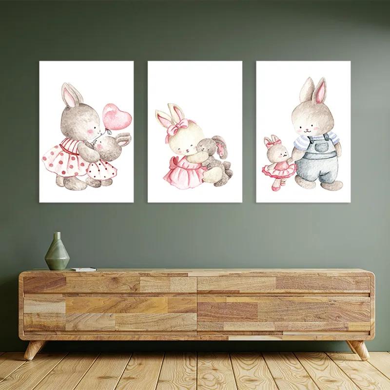 Mehrteiliges Leinwandbild Bunny Family mockup 2