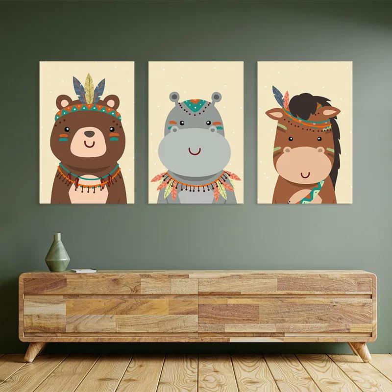 Mehrteiliges Leinwandbild Indiannimals Set mockup 2