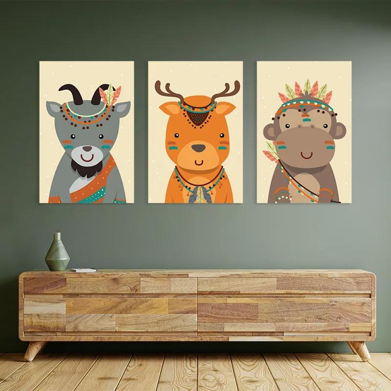 Mehrteiliges Leinwandbild Indiannimals mockup 2