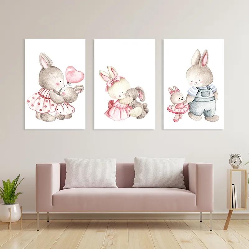 Mehrteiliges Leinwandbild Bunny Family mockup 3