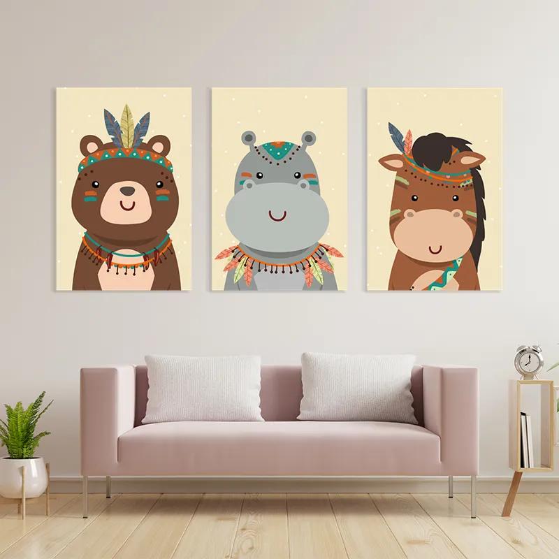 Mehrteiliges Leinwandbild Indiannimals Set mockup 3