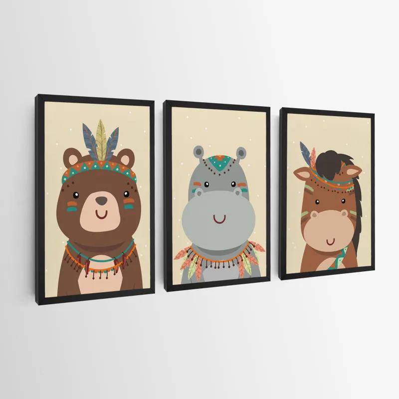 Mehrteiliges Leinwandbild Indiannimals Set mockup 0