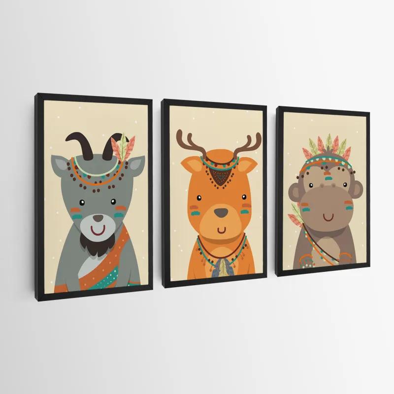 Mehrteiliges Leinwandbild Indiannimals mockup 0