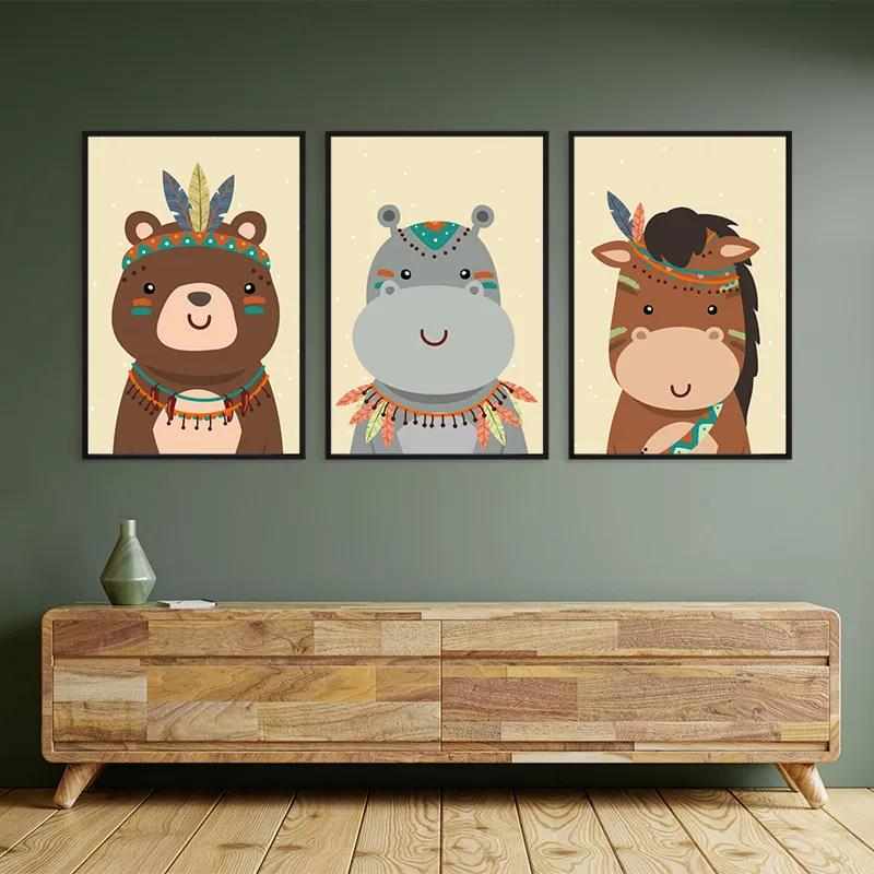 Mehrteiliges Leinwandbild Indiannimals Set mockup 2