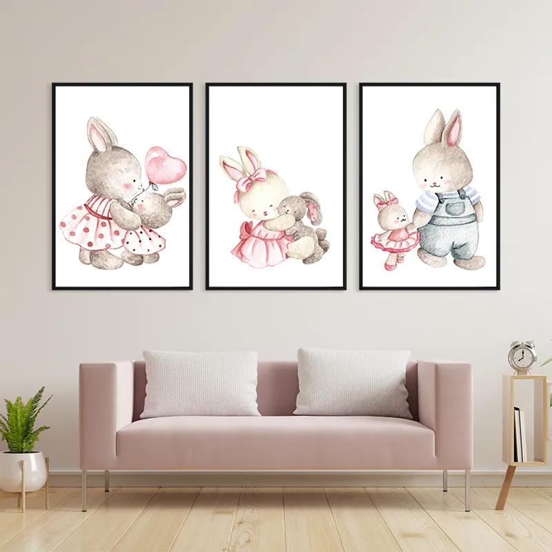 Mehrteiliges Leinwandbild Bunny Family mockup 3