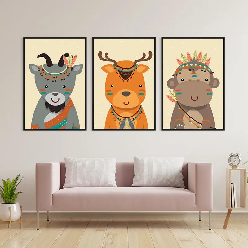 Mehrteiliges Leinwandbild Indiannimals mockup 3