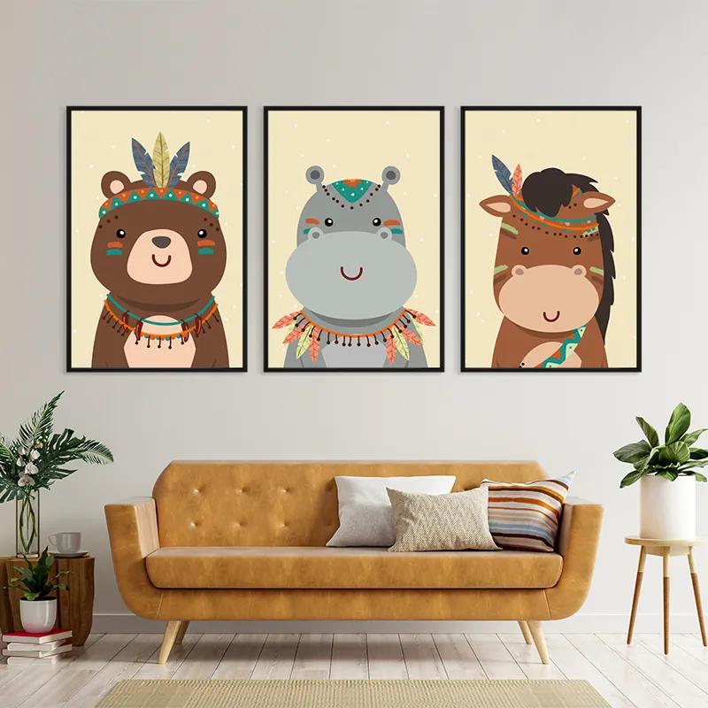 Mehrteiliges Leinwandbild Indiannimals Set mockup 4