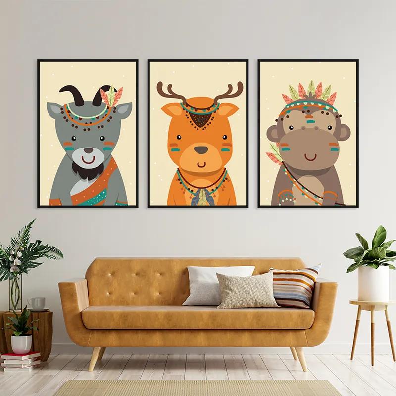 Mehrteiliges Leinwandbild Indiannimals mockup 4