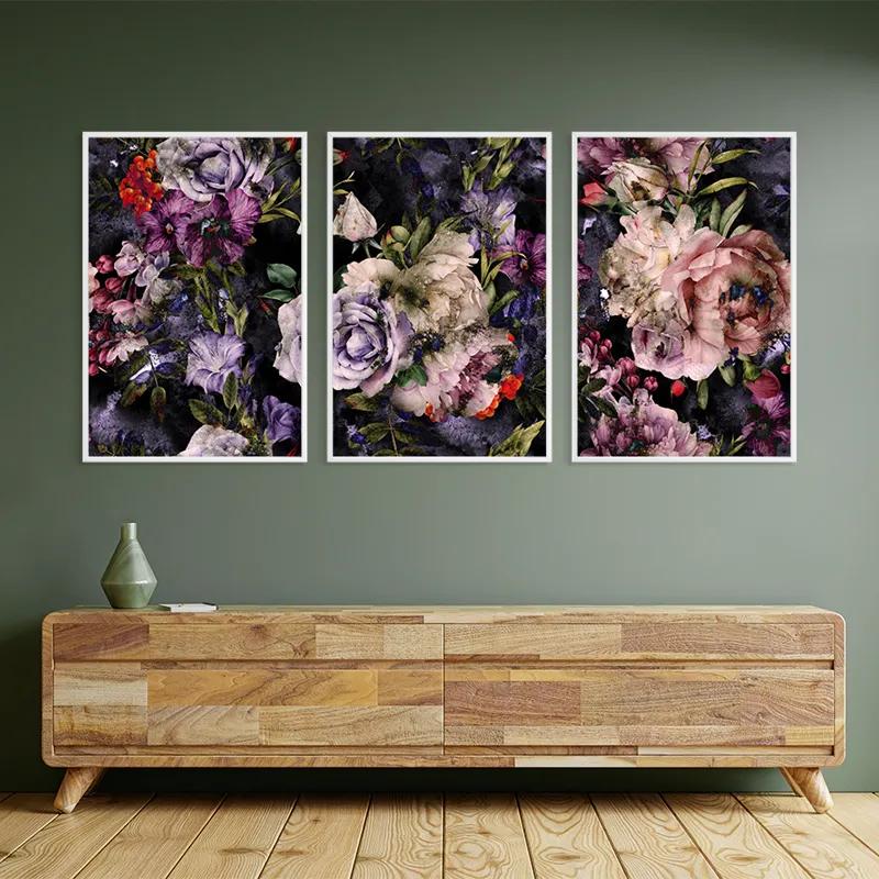 Mehrteiliges Leinwandbild Abstract Purple Flowers mockup 2