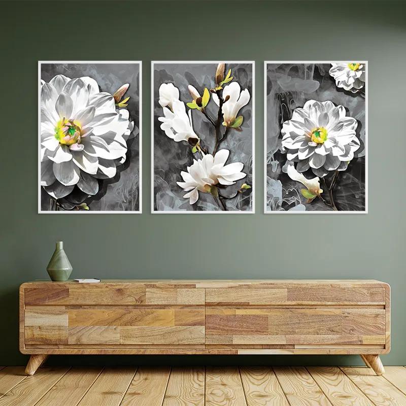 Mehrteiliges Leinwandbild Smoke White Flower mockup 2