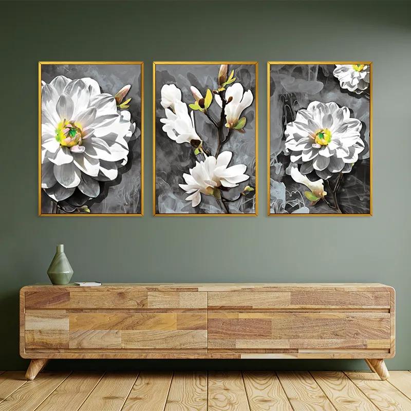 Mehrteiliges Leinwandbild Smoke White Flower mockup 2
