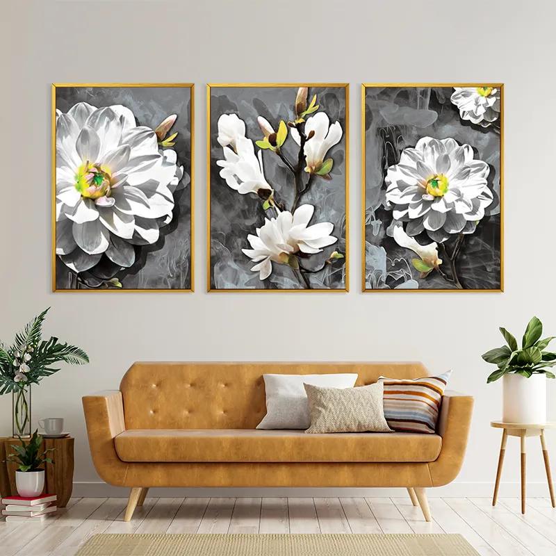 Mehrteiliges Leinwandbild Smoke White Flower mockup 4