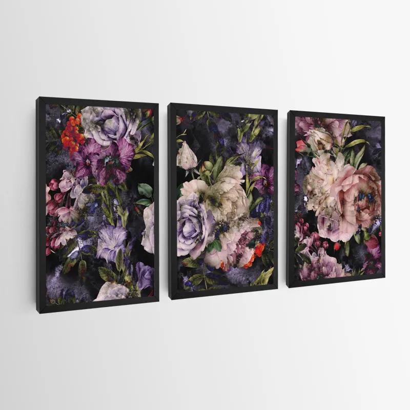 Mehrteiliges Leinwandbild Abstract Purple Flowers mockup 0